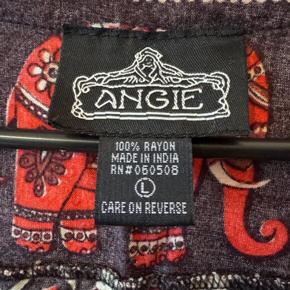 Angie Elephant Print Sleeveless Boho Dress Tunic – Size Large, 100% Rayon - Picture 2 of 3